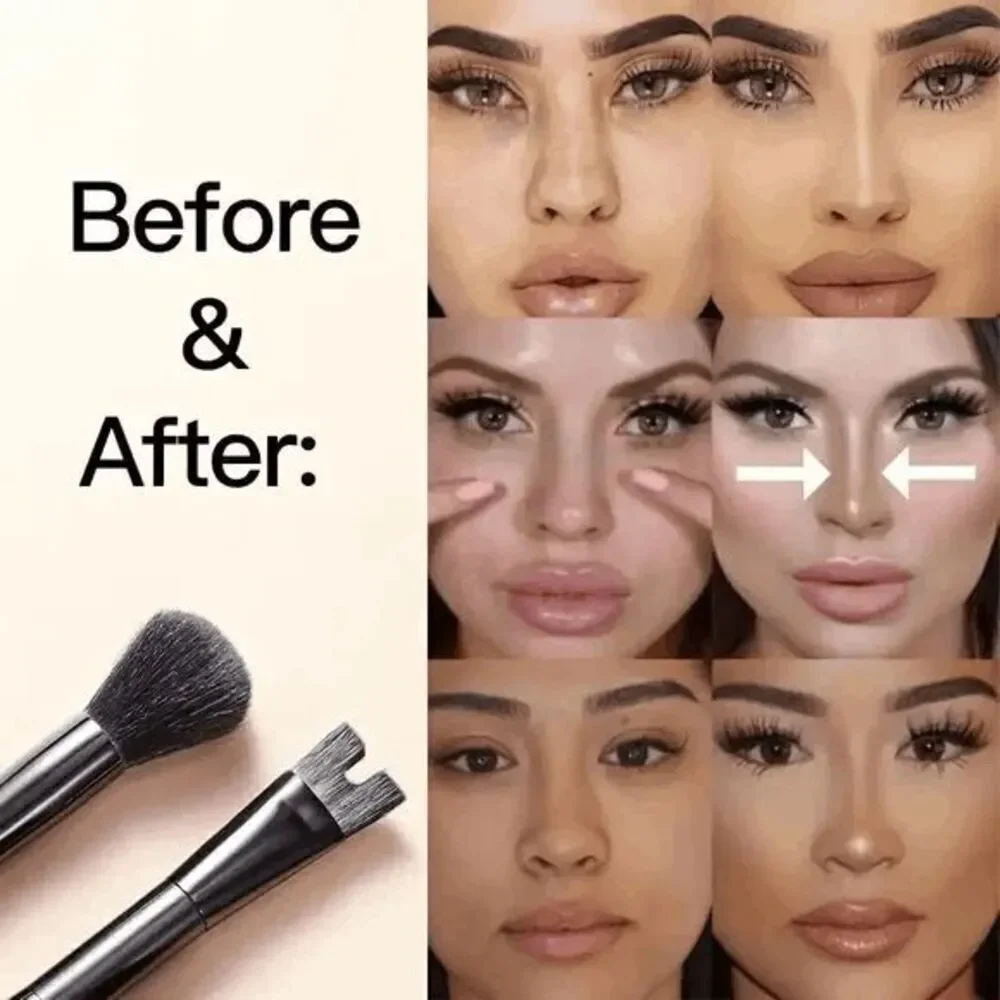 Nose Contour U-Shaped and Blending Brush 2-in-1 Precision Contour Brush